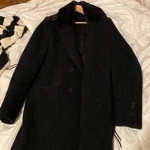 The Kooples Navy blue and black faux fur collar